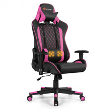 Load image into Gallery viewer, Massage Gaming Chair with Lumbar Support and Headrest-Pink