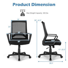 Load image into Gallery viewer, Height Adjustable Mid Back Task Chair Mesh Office Chair with Lumbar Support