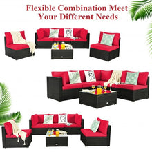 Load image into Gallery viewer, 6PCS Patio Rattan Furniture Set Cushioned Sofa Coffee Table Garden-Red