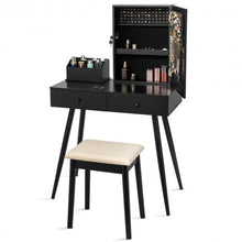 Load image into Gallery viewer, Vanity Dressing Table Set Lockable Jewelry Cabinet with Mirror-Black