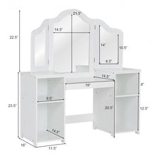 Load image into Gallery viewer, Kids Tri Folding Mirror Makeup Dressing Vanity Table Set-White