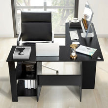 Load image into Gallery viewer, Modern L-Shaped Computer Desk with Shelves-Black
