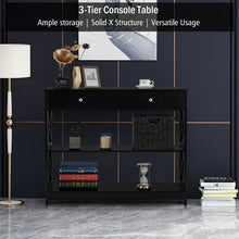 Load image into Gallery viewer, Console Accent Table with Drawer and Shelves -Black