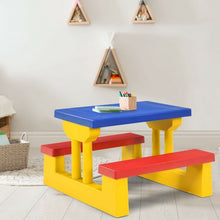 Load image into Gallery viewer, Kids Picnic Folding Table and Bench with Umbrella-Yellow
