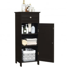 Load image into Gallery viewer, Wooden Storage Free-Standing Floor Cabinet with Drawer and Shelf-Brown
