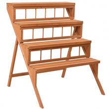 Load image into Gallery viewer, 4 Tiers Wood Ladder Step Flower Pot Holder Plant Stand