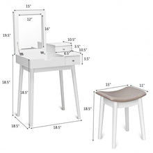 Load image into Gallery viewer, Vanity Dressing Table Set Flip Mirror Desk Furniture Stool