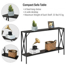 Load image into Gallery viewer, 2 Tier Narrow Accent Side Entryway Metal Frame Console Table -Coffee