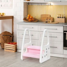 Load image into Gallery viewer, Kids Step Stool Learning Helper with Armrest for Kitchen Toilet Potty Training