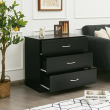 Load image into Gallery viewer, 3 Drawer Dresser Chest of Drawer with Wide Storage Space Organiser-Black