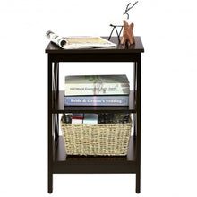 Load image into Gallery viewer, 3-Tier Nightstand End Table with X Design Storage -Espresso