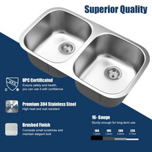 Load image into Gallery viewer, 32-1/2" Stainless Steel Double Bowl Kitchen Sink