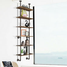 Load image into Gallery viewer, 6-Shelf Rustic Vintage Industrial Pipe Wall Shelf