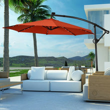 Load image into Gallery viewer, 10FT 360 Rotation Solar Powered LED Patio Offset Umbrella-Orange