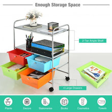Load image into Gallery viewer, 4 Drawers Shelves Rolling Storage Cart Rack-Multicolor