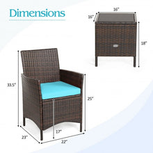 Load image into Gallery viewer, 3Pcs Patio Rattan Furniture Set Cushioned Sofa and Glass Tabletop Deck-Blue