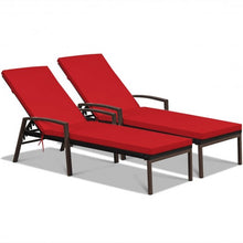 Load image into Gallery viewer, 2 pcs Patio Rattan Adjustable Back Lounge Chair-Red