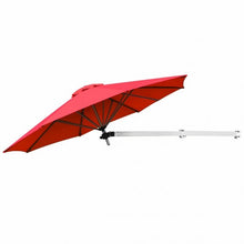 Load image into Gallery viewer, 8ft Wall-Mounted Telescopic Folding Tilt Aluminum Sun Shade Umbrella-Burgundy