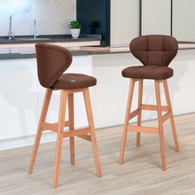 Load image into Gallery viewer, Set of 2 Brown Bar Stools Pub Chair Fabric