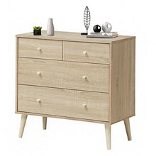 Load image into Gallery viewer, 4-Drawer Dresser Cabinet Storage Organizer Rubber Leg with Rail-Oak