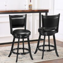 Load image into Gallery viewer, 2 Pieces 24 Inches Swivel Counter Stool Dining Chair Upholstered Seat-Black