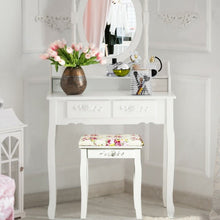 Load image into Gallery viewer, Vanity Wood Dressing Stool Padded Piano Seat with Rose Cushion