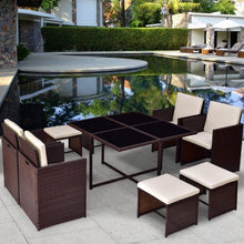Load image into Gallery viewer, 9 pcs Wicker Rattan Cube Garden Furniture Set