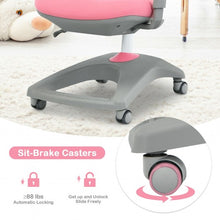 Load image into Gallery viewer, Kids Adjustable Height Depth Study Desk Chair with Sit-Brake Casters-Pink