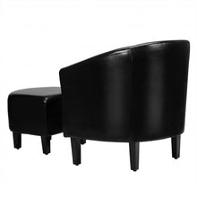 Load image into Gallery viewer, Modern Accent Tub Chair and Ottoman Set with Fabric Upholstered-Black