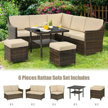Load image into Gallery viewer, 6 Pcs Patio Rattan Dining Sofa Funiture Set