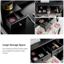 Load image into Gallery viewer, Makeup Vanity Table Set Girls Dressing Table with Drawers Oval Mirror-Black