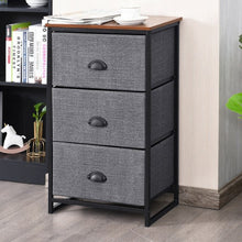 Load image into Gallery viewer, Nightstand Side Table Storage Tower Dresser Chest with 3 Drawers-Black