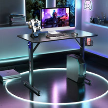 Load image into Gallery viewer, Home Office PC Computer Gaming Desk with LED Lignt and Gaming Handle Rack-Black