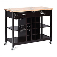 Load image into Gallery viewer, Rolling Kitchen Island Bar Storage Serving Cart-Deep Brown