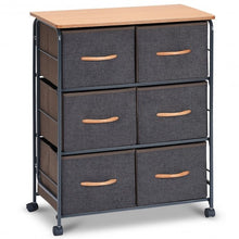 Load image into Gallery viewer, 6-Drawer Fabric Display Dresser Storage Cabinet with Wheels
