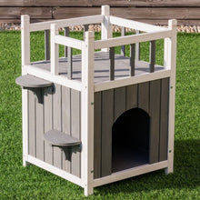 Load image into Gallery viewer, Wooden Cat Pet Home with Balcony