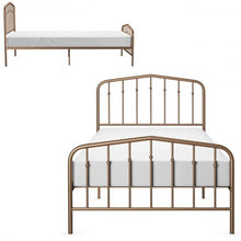 Load image into Gallery viewer, Twin Size Metal Bed Frame with Headboard & Footboard-Brown