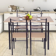 Load image into Gallery viewer, 5 pcs Wood Metal Dining Table Set with 4 Chairs