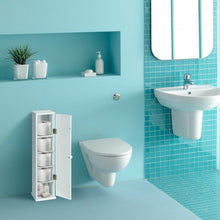 Load image into Gallery viewer, Free Standing Toilet Paper Holder with 4 Shelves and Top Slot for Bathroom-White