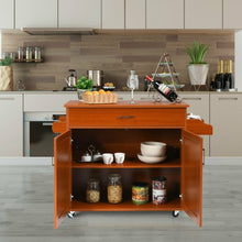 Load image into Gallery viewer, Rolling Kitchen Island Cart with Towel and Spice Rack-Cherry
