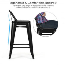 Load image into Gallery viewer, 24" Set of 4 Low Back Metal Counter Stool Stools-Black