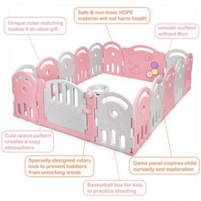 Load image into Gallery viewer, 16-Panel Baby Playpen with Music Box & Basketball Hoop-Pink