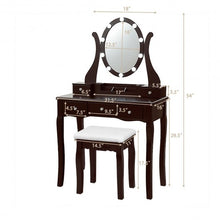Load image into Gallery viewer, Touch Switch Makeup Dressing Vanity Table Set with 10 Light Bulbs-Coffee