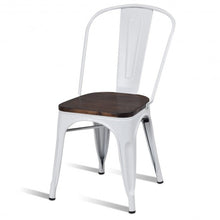 Load image into Gallery viewer, 4 pcs Tolix Style Metal Dining Side Chair Stackable Wood Seat-White
