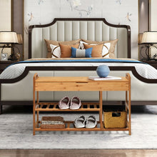 Load image into Gallery viewer, 3-Tier Bamboo Shoe Bench Entryway Storage Rack-Beige