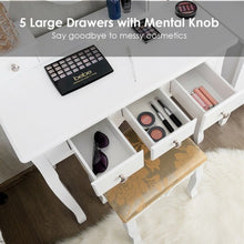 Load image into Gallery viewer, Vanity Make Up Table Set Dressing Table Set with 5 Drawers-White