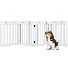 Load image into Gallery viewer, 24" Folding Wooden Freestanding Pet Gate Dog Gate with 360° Hinge -White