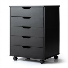 Load image into Gallery viewer, 5 Drawer Mobile Lateral Filing Storage Home Office Floor Cabinet with Wheels-Black