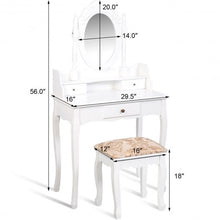 Load image into Gallery viewer, White Vanity Makeup Dressing Table with Rotating Mirror + 3 Drawers
