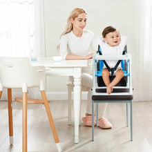 Load image into Gallery viewer, Baby Booster Folding Travel High Chair with Safety Belt & Tray-Blue